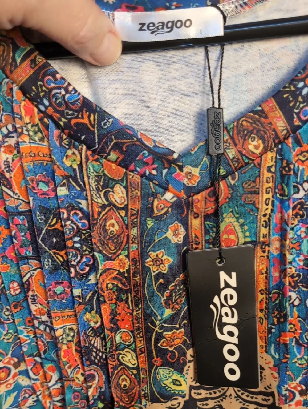 zeagoo Teal Multi Paisley V-Neck Long Sleeve Top - Picture 5 of 5